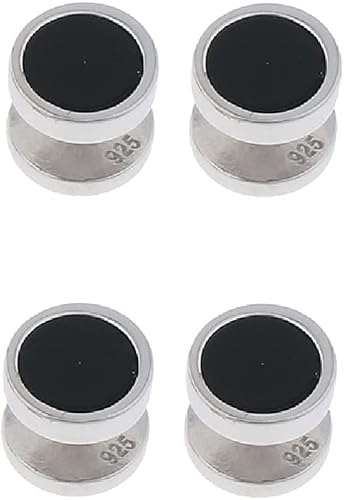 Miniatura 2 de Cuff-Daddy Conjunto formal de plata de ley 925 maciza de ónix negro con bolsa de viaje de terciopelo regalo para fiestas ocasiones especiales traje