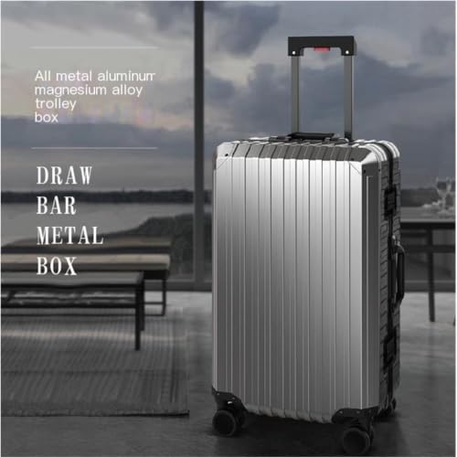 Suitcase Aluminum-Magnesium Alloy Trolley Suitcase, Swivel Travel Suitcase, Password Suitcase for Men and Women Luggage(Gray)3
