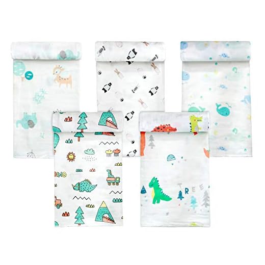 Koo-dib Bebe Recien Nacido,Mantas Envolventes Muselina para bebés 80x80cm Toalla de baño para bebés de100% algodón Absorbente y Suave Paquete de 5 por Mantas Suaves de Lactancia Multiuso Manta Verano