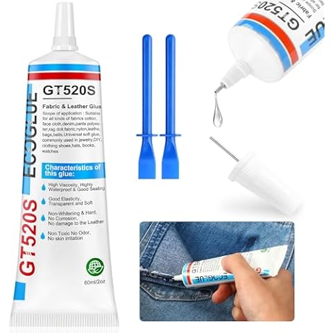 Fabric Glue, 60ml Clear Fabric Glue Permanent Washable for Patches Drying Waterproof Fabric Adhesive Glue Cover