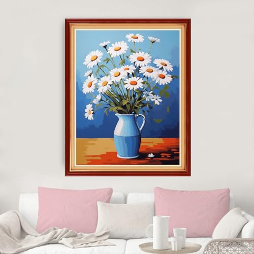 Image of Dimxvean Stamped Cross Stitch Kits,Cross Stitch Kits for Adults Beginners,Embroidery Kits Full Range of Cross Stitch Stamped Kits Needlepoint Kits Cross Stitch Patterns-Beautiful Daisy 16x20 inch