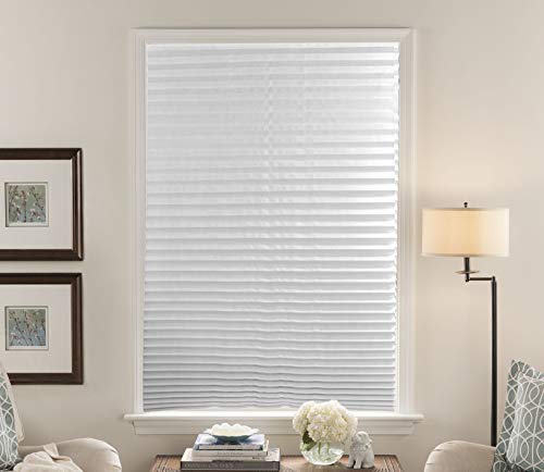 Home-X Pleated White Window Blinds, Light Filtering Window Shade-Single Cell Cordless Cellular Shade-Custom Cut To Size-Pure White-36 X72 #TOP7