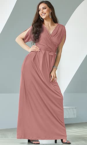 Image of KOH KOH Womens Long Pleated Flowy Modest Evening Wedding Guest Maxi Dress