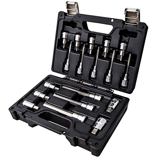 Il kit comprende: 8 bussole maschio impronta esagonale tutte con attacco quadro 1/2