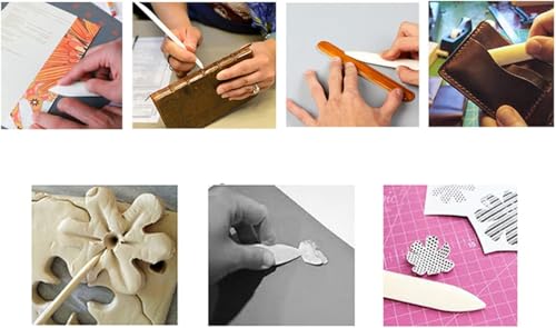 Image of EVALUEMART Paper Creaser 2 Piece Set Bone Folder Crease Marker Tool for Card Making Scrapbooking Box Folding Origami Craft Smooth Edge Durable Lightweight Kit Cream