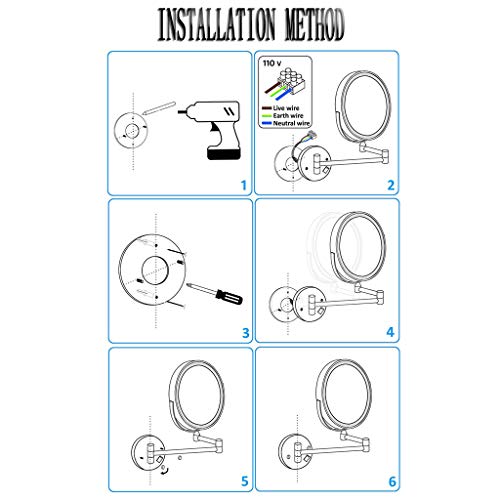 Bwbw Led Lighted Wall Mount Makeup Mirror 5X Magnification 8-Inch, 360°Swivel 12" Extension Two-Side Retractable Makeup Mirror With Matte Gold Finish For Bathroom Bedroom #TOP5