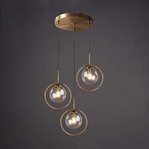 Suspension en verre et or pour îlot de cuisine et bar style industriel