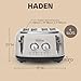 Haden Dorset 4 Slice Wide Slot Stainless Steel Toaster with Adjustable Browning Control & Non-Slip Feet, Putty & Chrome