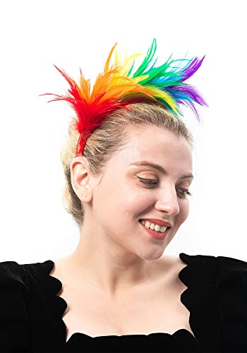 Felizhouse 1920S Fascinator With Feathers Headband For Women Wedding Tea Party Headwear (Rainbow Bird Parrot Headband) #TOP1