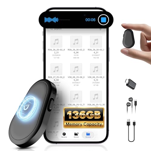 136GB Magnetic Voice Recorder - (9800Hours) Zutiifeu Voice Activated Recorder with DSP5.0 Noise Cancellation HD Audio Recorder for Classes, Meeting, Lecture, Daily Use Recording Device