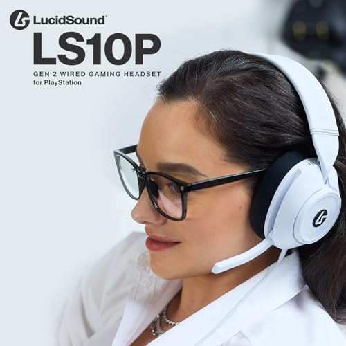 Image of PowerA LucidSound LS10P Gen 2 Wired Gaming Headset with 50mm Drivers, Flip-to-Mute Mic, Tempest 3D Audio, Swivel cups, Lightweight & Glasses-Friendly for PS5, PS4 & PC, White
