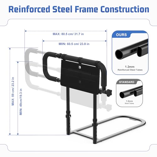 Bed Rail for Elderly Adults – Adjustable Bed Assist Rail with Storage Pocket & Safety Strap, Tool-Free Assembly, Non-Slip Handle, Fits Twin/Full/Queen/King Beds by OPAFOBEF - Image 7