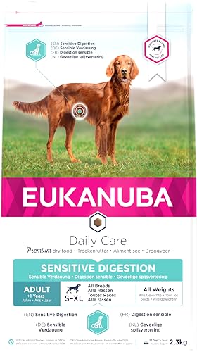 Eukanuba Daily Care Sensitive Digestion hondenvoer - droogvoer voor honden met gevoelige spijsvertering, maagvriendelijk met licht verteerbare rijst, 2,3 kg