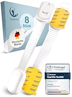 MUTKIND 8x Kindersicherung Schrank - (Mit Kleber von TESA) Schranksicherung Baby - Längenverstellbar - Schubladensicherung Baby für Schränke, Kühlschrank, Tür - Kindersicherung Schubladen Kinder