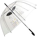 TIENDA EURASIA® Paraguas Transparente - Diseño Lluvia de Colores - Frase para Días Grises Paraguas de Colores - Apertura Automática - ø85x84cm