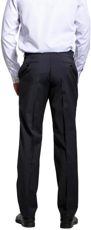 Men's Premium Slim Fit Suit Pant Navy Blue Jacquard Flat Front Wedding Business Pants for Men