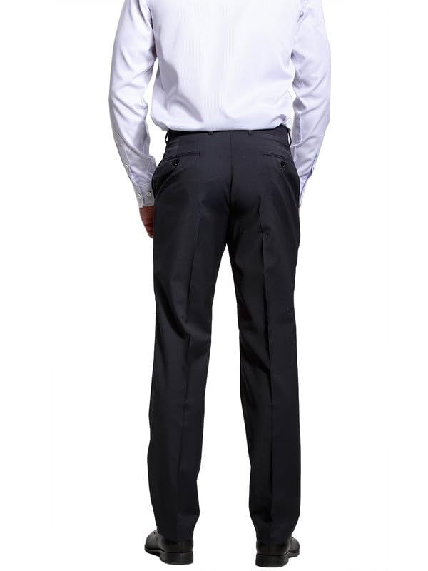 Men's Premium Slim Fit Suit Pant Navy Blue Jacquard Flat Front Wedding Business Pants for Men2