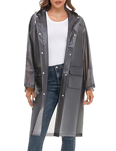 Image of Raincoats for Women Men Reusable Portable Waterproof EVA Long Rain Ponchos with Hoods