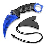OYUPFS Coltello a artigli modello CS. | modello da allenamento Karambit, lunghezza 19 cm, con fodero e cordino (blu)
