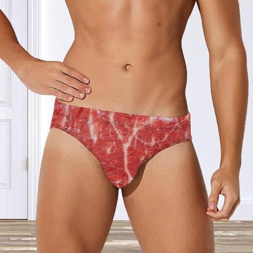 Raw Meat Pork Pattern Mens Swim Briefs Quick Dry Swimming Trunks Training Swimsuit Low Rise Swimwear4