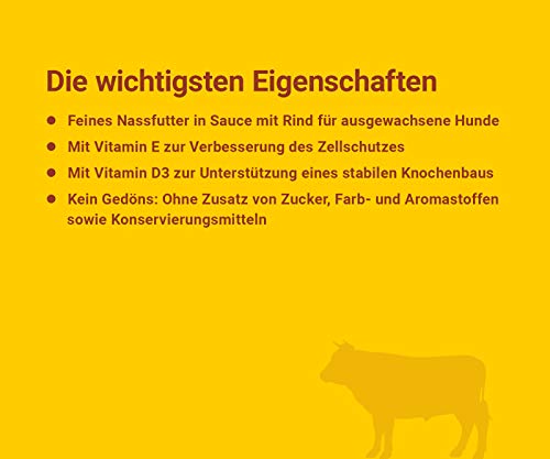 JosiDog Beef in Sauce (12 x 415 g) | Nassfutter in Sauce mit Rind | für ausgewachsene Hunde | Hundefutter | powered by JOSERA