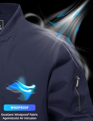 Image of TACVASEN Men's Bomber Jacket Thermal Quilted Winter Coat for Daily Wear | Diamond quilted lining for warmth, windproof and water-resistant, full zip front, 4 utility pockets, stylish and functional.
