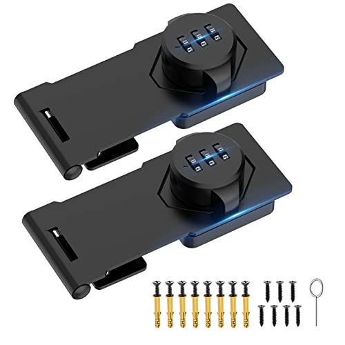 Household Cabinet Password Hasp Locks, Cabinet Door Combination Lock, Door Security Slide Latch Lock For Small Doors, Cabinets, Barn Door, Bathroom, Outdoor, Garden (2 Pack Black) #TOP6