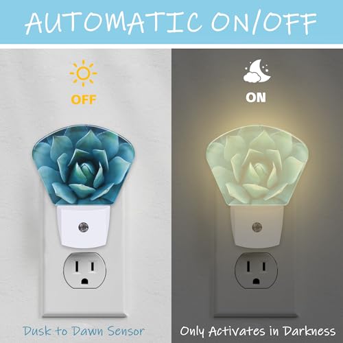 Image of Night Light Agave Plant Plug-in LED Dusk-to-Dawn Sensor Soft Night Lamp,Suitable for Home Bedroom Bathroom Hallway Stairs
