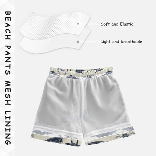 Pigsaly Boys' Swim Board Shorts Vintage Black Bat Blue Floral Boy's Swim Trunks Kids Swimwear 3T4