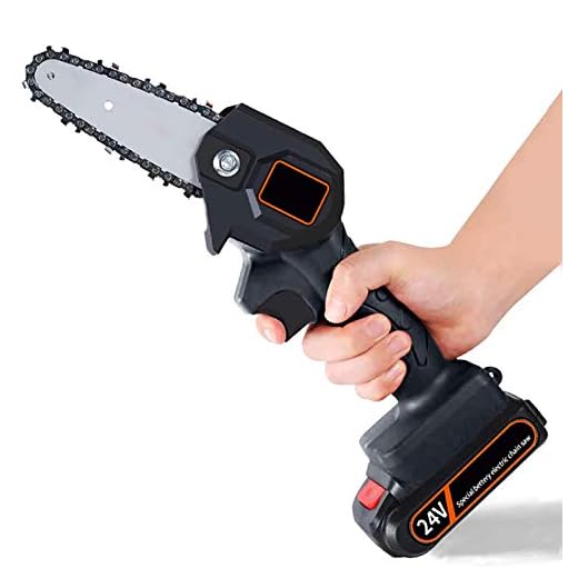 Deustli Electric Hand Saw with Storage Bag, 4-Inch 24V Cordless Chainsaw, 2000mAh Battery Included