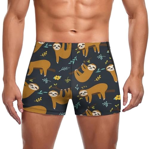 Slip short de bain homme paresseux brun pour la plage