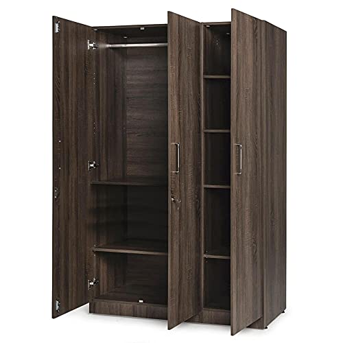 Image of Wakefit Wardrobe | 1 Year Warranty | Engineered Wood Almirah, Cupboard for Clothes Storage | 3 Door, 1 Hanging Space | Gingham - Napa Oak