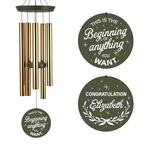Image of ASTARIN Personalized Wind Chimes, 2025 Retire Wind Chimes, Retirement Gifts for Woman /Man /Teacher /Doctor, Happy Retirement Best Wishes, Gold Life Tree Wind Chime Outside