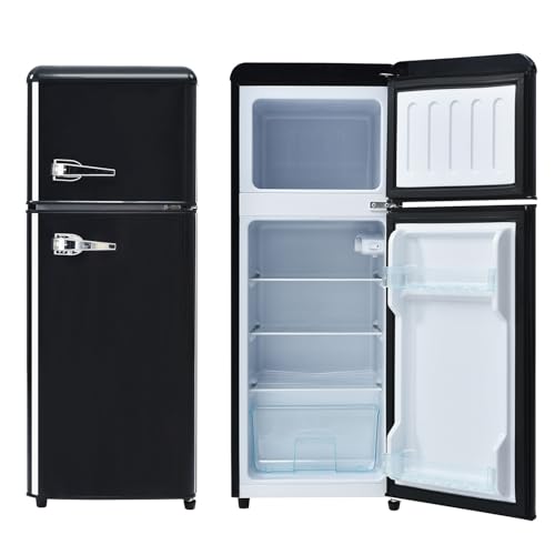 Refrigerador de montaje superior con congelador, refrigerador de 2 puertas con congelador superior y control de temperatura ajustable,Black