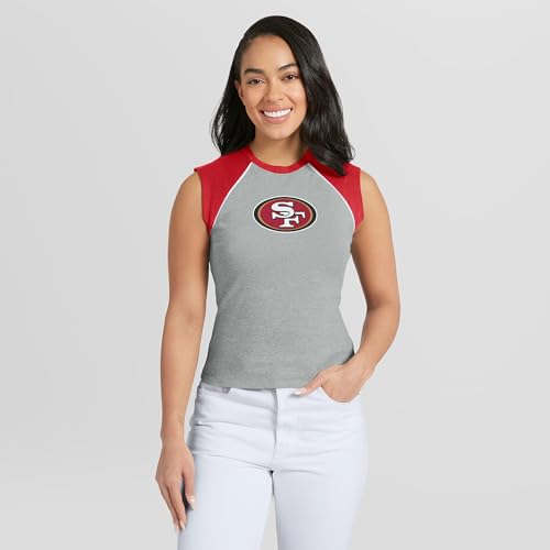 WEAR by Erin Andrews Women's Heather Gray San Francisco 49ers Cropped Raglan Tank Top