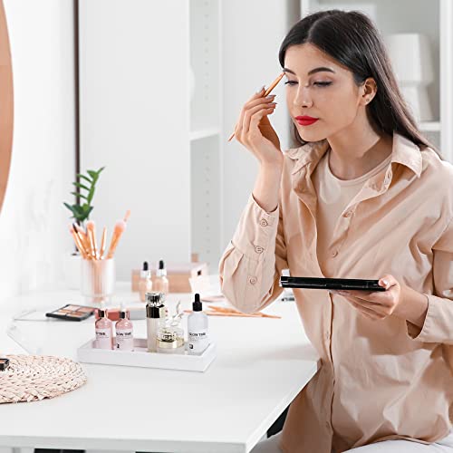Bathroom Small Tray For Vanity Counter - White Decorative Wood Tray Bamboo Perfume Trays For Bathroom Countertop Decor #TOP5