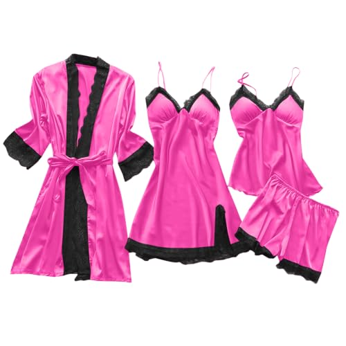 Ensemble vêtements de nuit en satin pour femme avec nuisette et finitions premium