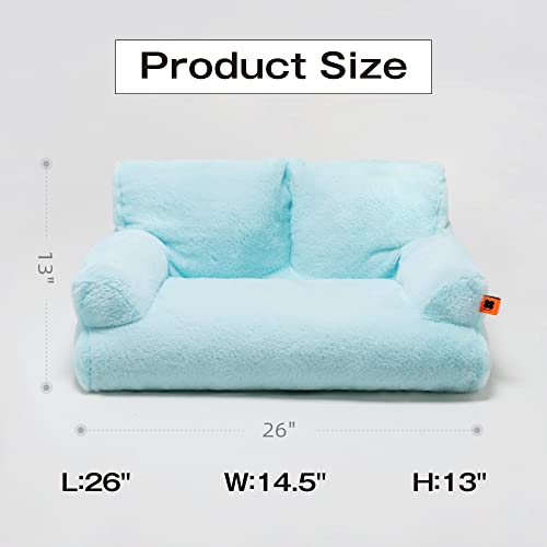 Pet Couch Bed, Washable Cat Beds For Medium Small Dogs & Cats, Durable Dog Beds With Non-Slip Bottom, Fluffy Cat Couch (Blue) #TOP5