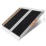 FACHNUO 3 Feet Portable Wheelchair Ramp, Non-Skid Aluminum Handicap Ramps with Handle, Folding Threshold Wheel Chair Ramp for Home Steps, Stairs, Entry, Threshold, Curbs, Stairs, 800LBS Capacity