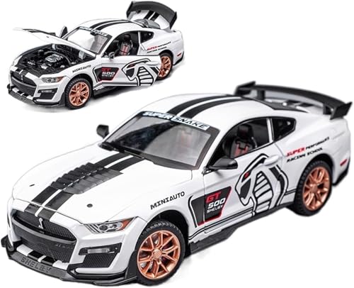 Image of 1:32 Scale Shelby Mustang GT500 Die-Cast Model Car - White Metal Toy Car