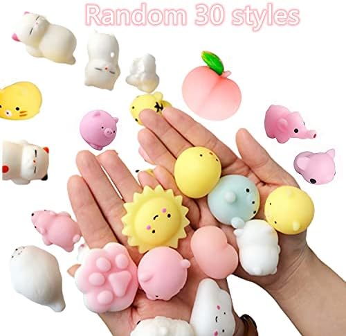 Mochi Squishy Toys for Party Bag Fillers,30Pack Moochies Squishy Animals Mini Moji Fidget Toy Small Mochi Squishes Toys Fidget,Small Prize Bag Fillers for Kids Girls Boys Party Favors/Classroom Prizes