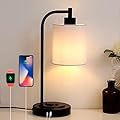 Hi-ERA Touch Control Table Lamp with Dual USB A+C Charging Ports, Fabric Shade & Metal Base, Bedside Lamp for Bedroom, Office, Study Room (Bulb Included)
