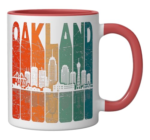 Taza cerámica vintage Oakland 11 onzas rojo/blanco miniatura 2