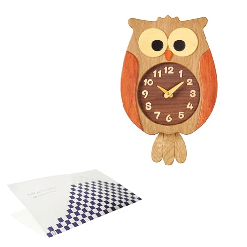 ふくろう時計 F60&おもてな紙セット ふくろう時計 工房ペッカー ふくろうの掛け時計 振り子時計 フクロウ時計 掛け時計 旭川クラフト工房 Pecker ハンドメイド