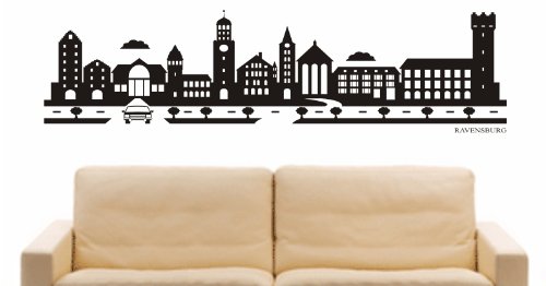 INDIGOS UG Wandtattoo Arnsberg Skyline – Schwarzes Stadt-Silhouetten Design, 4-40x10 Cm, Selbstklebend
