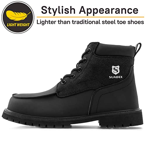 Suadex Steel Toe Boots For Men Women Indestructible Steel Toe Work Safety Boots Waterproof Heat Resistant Composite Protection Construction Boots,1 Black,9 Women/7.5 Men #TOP7