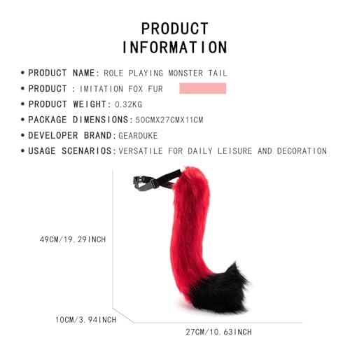 Cola de lobo desmontable con cinturón para disfraces de cosplay y anime 3