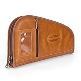 TOURBN Pistolenetui aus echtem Leder, weich gepolstert, mit Reißverschluss, ideal für den Schießstand (Farbe zufällig)