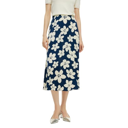 GOELIA Womens Skirts Summer Floral Print High Waist A-Line Boho