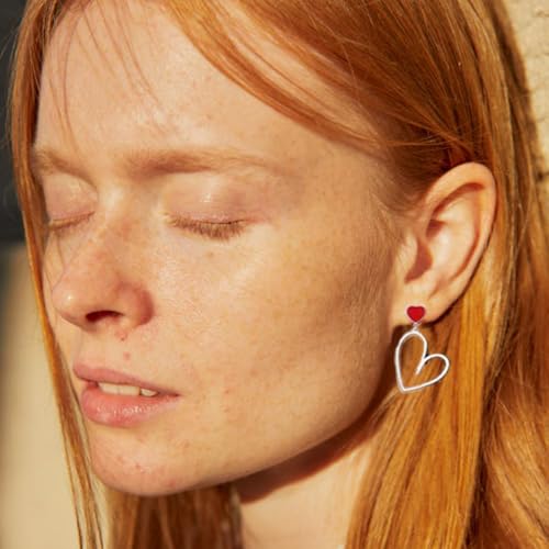 Gobfar - Boucles d'oreilles Asymétriques Cœur Goutte, Bijoux en Argent, Design Dangle, Cadeau Spécial pour Femmes – vue 5